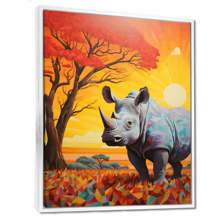 Rhinoceros at sunset in the Borneo Jungle - Rhino Living Room Wall Art
