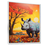 Rhinoceros at sunset in the Borneo Jungle - Rhino Living Room Wall Art