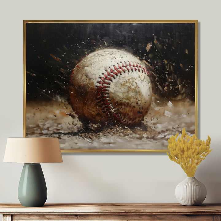 Baseball Close Up Home Run - Sport Baseball Canvas Wall Art