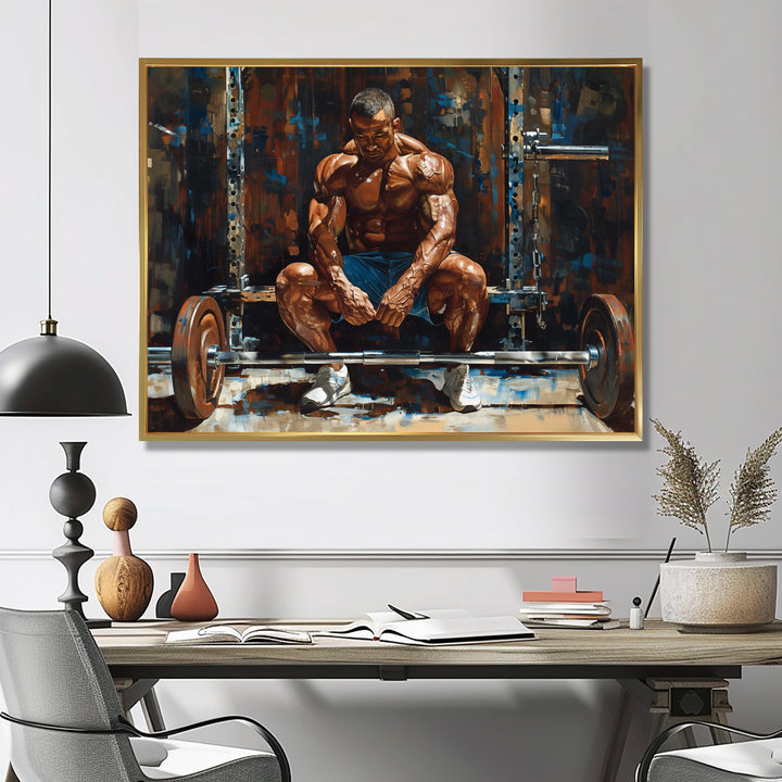 Bodybuilding Weightlifting Determination - Aerobic &amp; Bodybuilding Canvas Wall Art