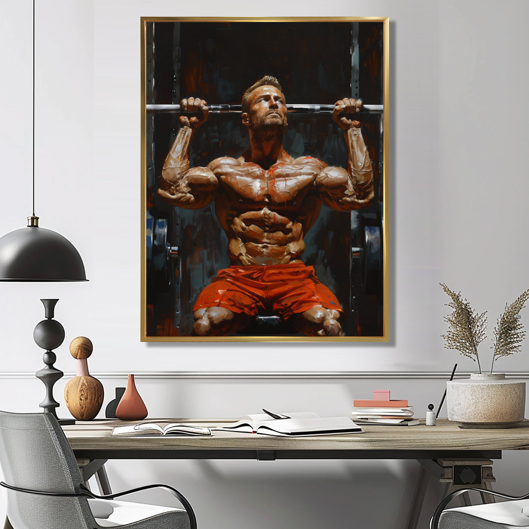 Determined Weightlifting Men Competition I - Aerobic &amp; Bodybuilding Canvas Wall Art