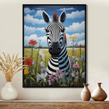 Funny Zebra meadows cartoon Portrait - Zebra Wall Decor