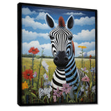 Funny Zebra meadows cartoon Portrait - Zebra Wall Decor