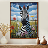 Funny Zebra meadows cartoon Portrait - Zebra Wall Decor