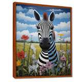 Funny Zebra meadows cartoon Portrait - Zebra Wall Decor