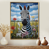 Funny Zebra meadows cartoon Portrait - Zebra Wall Decor