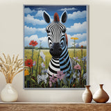 Funny Zebra meadows cartoon Portrait - Zebra Wall Decor