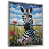 Funny Zebra meadows cartoon Portrait - Zebra Wall Decor