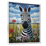 Funny Zebra meadows cartoon Portrait - Zebra Wall Decor