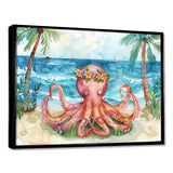 Octopus Meditating On The Beach In Hawaii - Octopus Framed Canvas Art