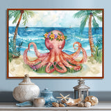 Octopus Meditating On The Beach In Hawaii - Octopus Framed Canvas Art
