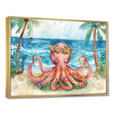Octopus Meditating On The Beach In Hawaii - Octopus Framed Canvas Art