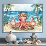 Octopus Meditating On The Beach In Hawaii - Octopus Framed Canvas Art