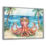 Octopus Meditating On The Beach In Hawaii - Octopus Framed Canvas Art