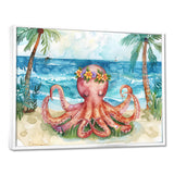 Octopus Meditating On The Beach In Hawaii - Octopus Framed Canvas Art