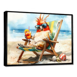 Cockatiel On The Beach Lounging - Coastal Animal Canvas Wall Art