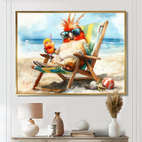 Cockatiel On The Beach Lounging - Coastal Animal Canvas Wall Art