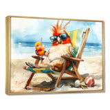 Cockatiel On The Beach Lounging - Coastal Animal Canvas Wall Art