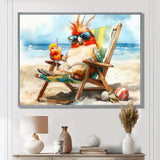 Cockatiel On The Beach Lounging - Coastal Animal Canvas Wall Art