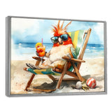 Cockatiel On The Beach Lounging - Coastal Animal Canvas Wall Art