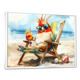 Cockatiel On The Beach Lounging - Coastal Animal Canvas Wall Art