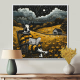 Cow Reading In The Meadow On A Rocking Chair - Cow Wall Decor