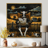 Cow Reading In The Meadow On A Chair - Cow Wall Art Prints