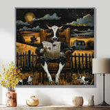 Cow Reading In The Meadow On A Chair - Cow Wall Art Prints