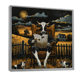 Cow Reading In The Meadow On A Chair - Cow Wall Art Prints