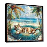 Felines Coastal Cat Nap Oasis - Blue Coastal Animal Wall Art