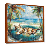 Felines Coastal Cat Nap Oasis - Blue Coastal Animal Wall Art
