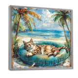 Felines Coastal Cat Nap Oasis - Blue Coastal Animal Wall Art
