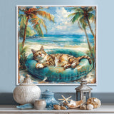 Felines Coastal Cat Nap Oasis - Blue Coastal Animal Wall Art