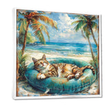 Felines Coastal Cat Nap Oasis - Blue Coastal Animal Wall Art