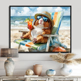 Guinea Pig Beachside Lounging - Coastal Animal Home Decor Art
