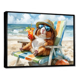 Guinea Pig Beachside Lounging - Coastal Animal Home Decor Art
