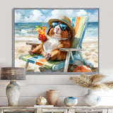 Guinea Pig Beachside Lounging - Coastal Animal Home Decor Art