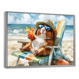 Guinea Pig Beachside Lounging - Coastal Animal Home Decor Art