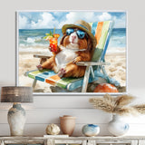 Guinea Pig Beachside Lounging - Coastal Animal Home Decor Art