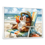 Guinea Pig Beachside Lounging - Coastal Animal Home Decor Art