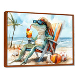 Lizard On A Beach Lounging Chair - Coastal Animal Canvas Wall Art