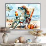 Lizard On A Beach Lounging Chair - Coastal Animal Canvas Wall Art
