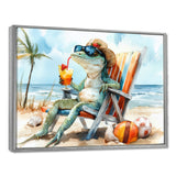 Lizard On A Beach Lounging Chair - Coastal Animal Canvas Wall Art