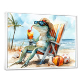 Lizard On A Beach Lounging Chair - Coastal Animal Canvas Wall Art