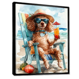 Brown Poodle Dog On The Beach Relaxing - Coastal Animal Wall Art Prints