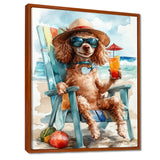 Brown Poodle Dog On The Beach Relaxing - Coastal Animal Wall Art Prints