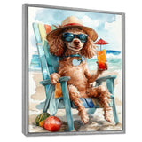 Brown Poodle Dog On The Beach Relaxing - Coastal Animal Wall Art Prints