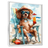 Brown Poodle Dog On The Beach Relaxing - Coastal Animal Wall Art Prints