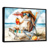 Rabbit On The Beach Relaxing - Coastal Animal Wall Art Prints
