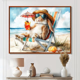 Rabbit On The Beach Relaxing - Coastal Animal Wall Art Prints